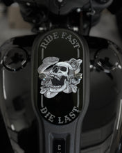Load image into Gallery viewer, Full Color Ride Fast Die Last Dyna &amp; Softail Low Rider Dash Gauge Blockoff Plate
